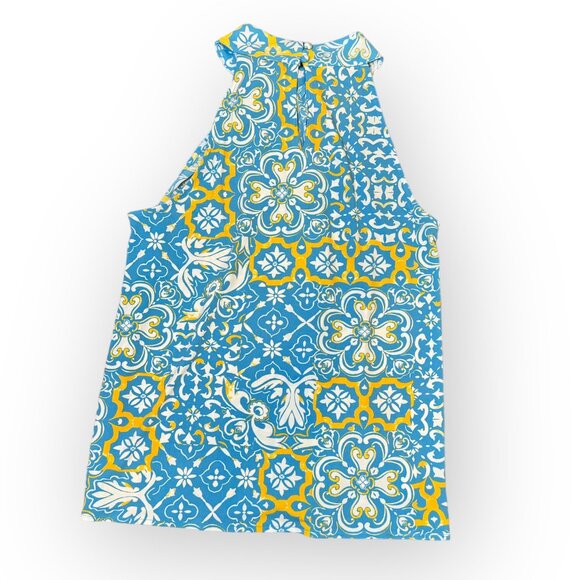 Ann Taylor Tile Print Mixed Media Draped Halter Top Womens MD - *NWT!* - Picture 3 of 9